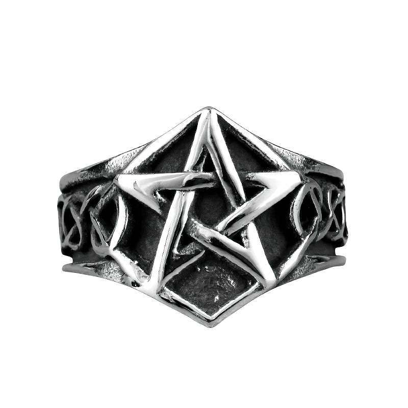 Stainless Steel Pentagram Unisex Rings / Pagan Star Jewelry For Men And Women - HARD'N'HEAVY