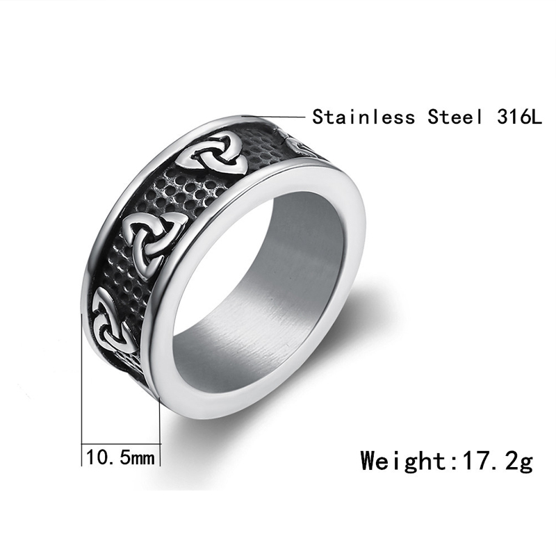 Gothic style stainless steel ring featuring intricate designs and a polished finish, perfect for unisex fashion.