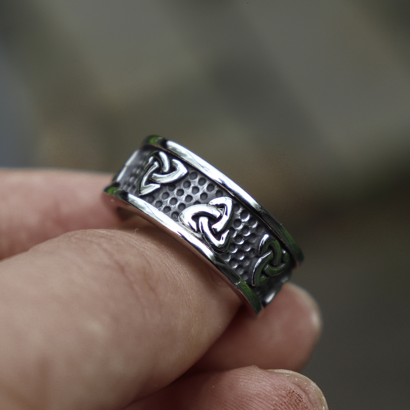 Stainless steel Gothic style unisex ring with intricate design, perfect for adding flair to any outfit.