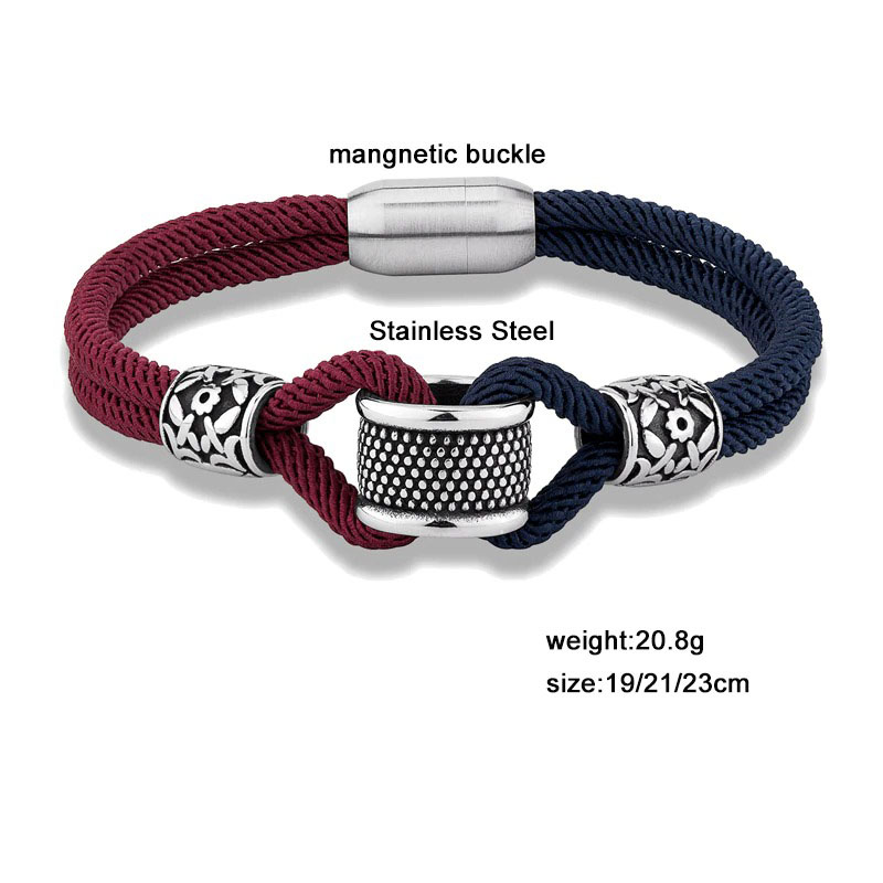 Stainless Steel Rope Bracelets for Mens and Women / Fashion Accessories with Magnetic Clasp - HARD'N'HEAVY