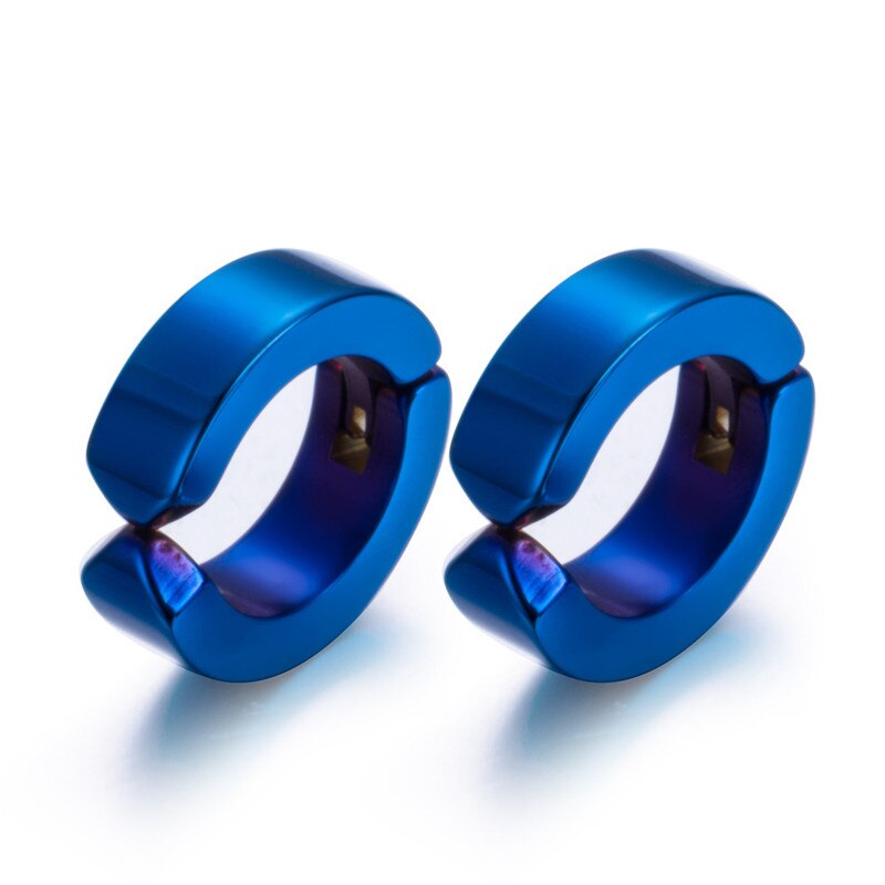 Cool blue stainless steel stud earrings, perfect rock accessories for men and women in alternative fashion.