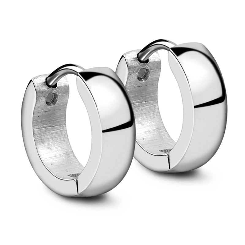 Stylish stainless steel stud earrings in silver, versatile for any outfit or occasion, ideal unisex fashion accessory.