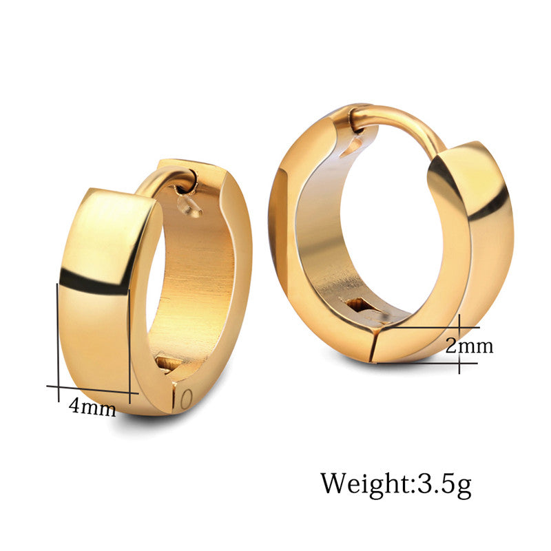 Stylish gold hoop stud earrings, lightweight at 3.5g, perfect for any unisex fashion outfit.