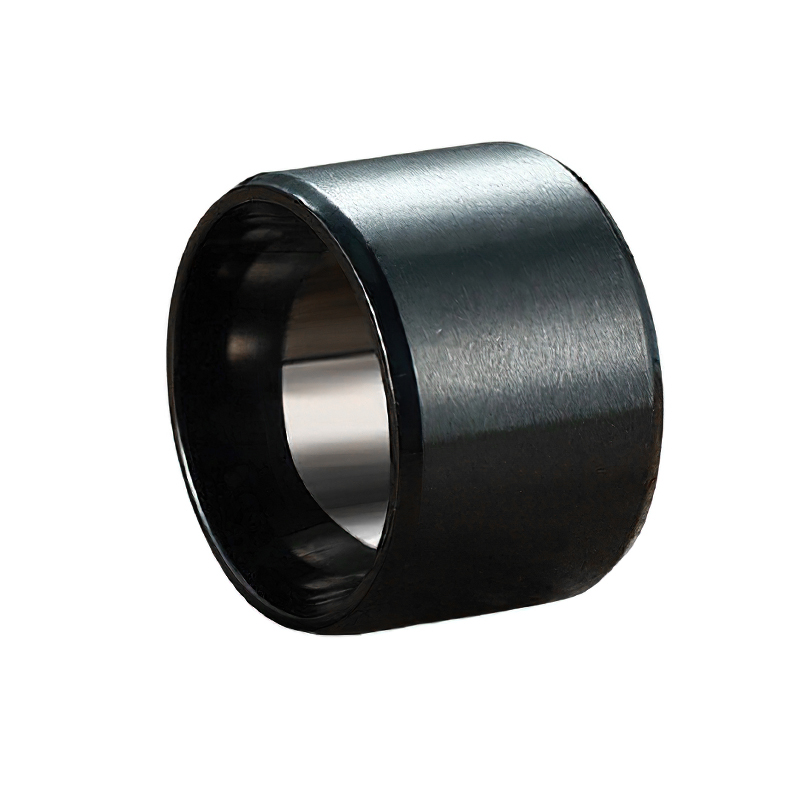 Stainless steel unisex black bulky ring, a classy gothic jewelry piece for men and women, perfect for various outfits.