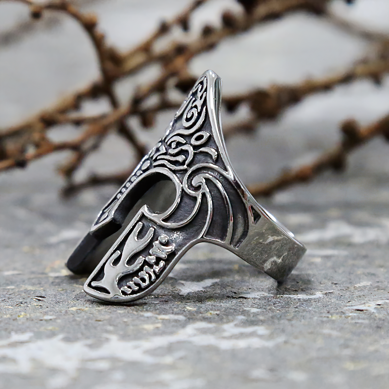 Stainless Steel Viking Warrior Helmet Ring / Totem Amulet Unisex Jewellery - HARD'N'HEAVY