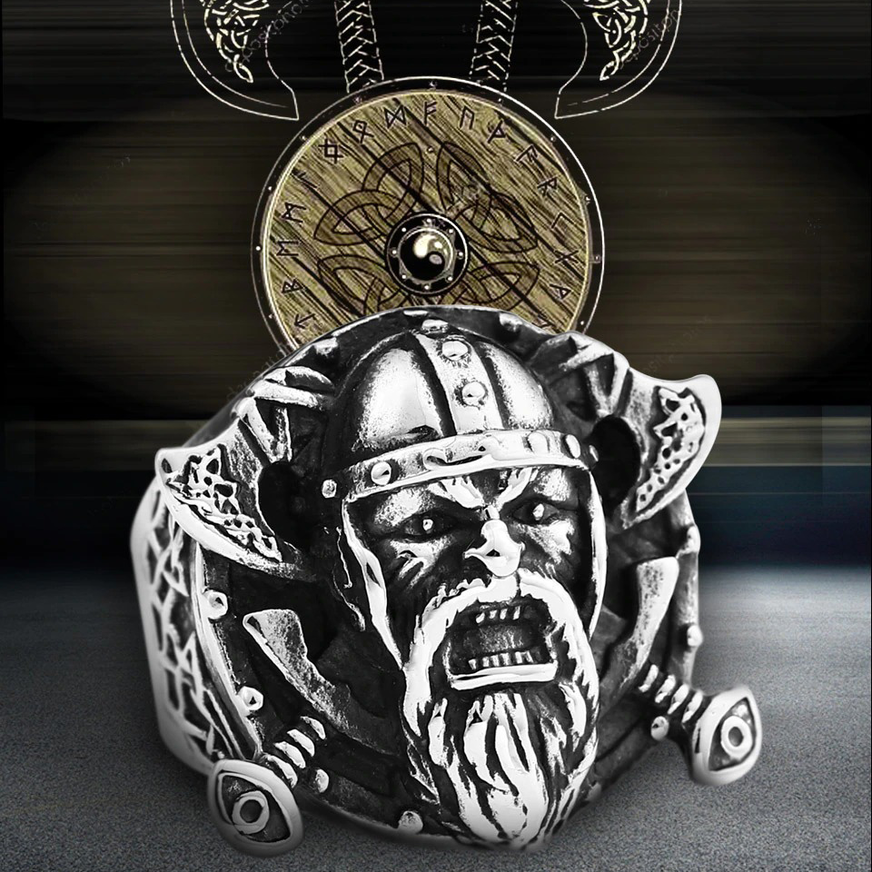 Stainless Steel Vikings Ring for Men and Women / Jewelry Ring with Odin's Shield - HARD'N'HEAVY