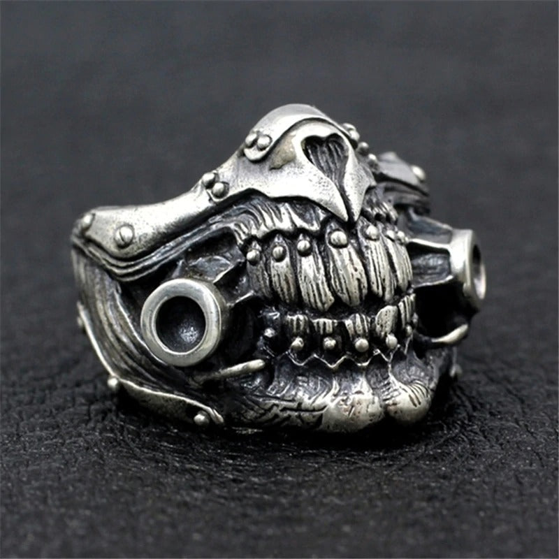Punk rock Mad Max immortal Joe mask ring, detailed skeleton design for men and women, alternative jewelry.