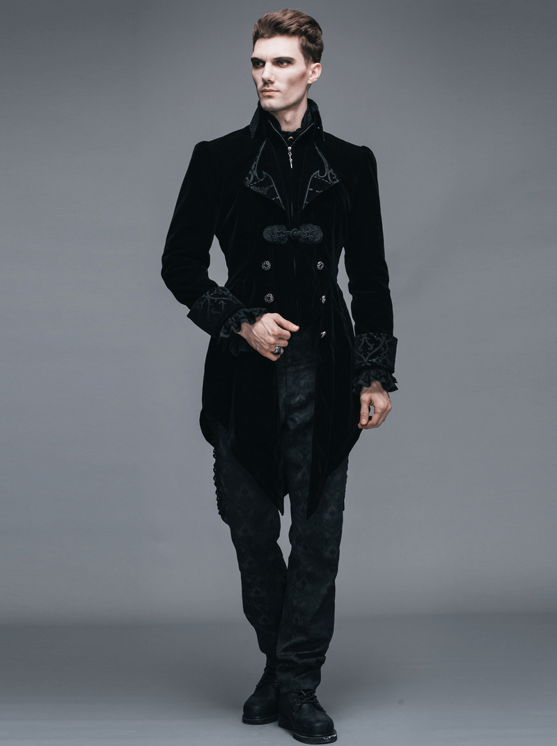 Steampunk Black Male Velvet Coat / Renaissance Costume / Gothic Clothing for Men - HARD'N'HEAVY
