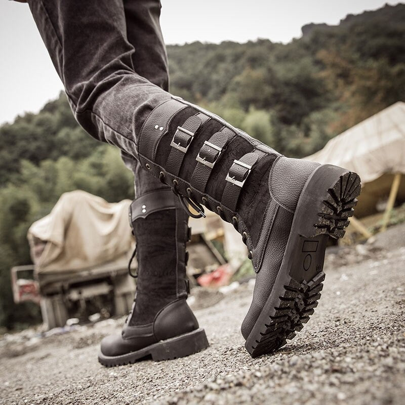 Steampunk Boots / Mid-calf Military Combat Boots / Alternative Fashion Shoes - HARD'N'HEAVY