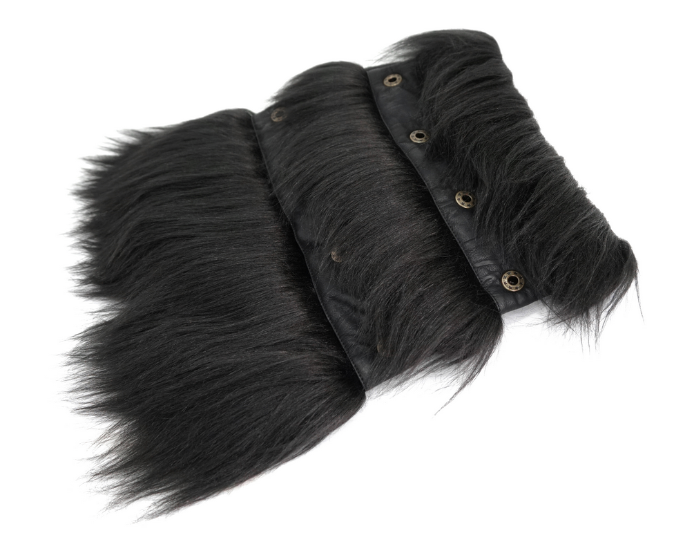 Removable fur inserts for men's steampunk winter coat, enhancing style and warmth.