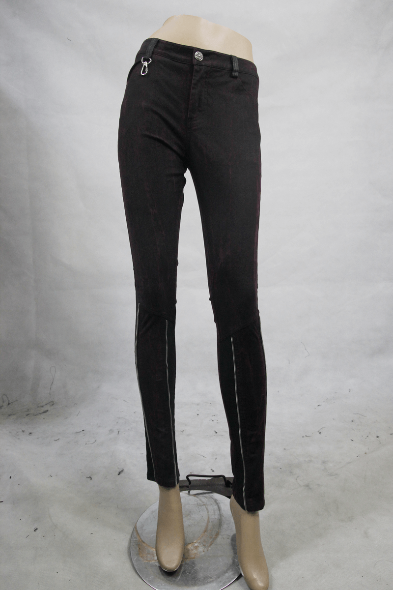 Steampunk Slim Fit Pants With Holster Pouch / Casual Punk Thin Trousers