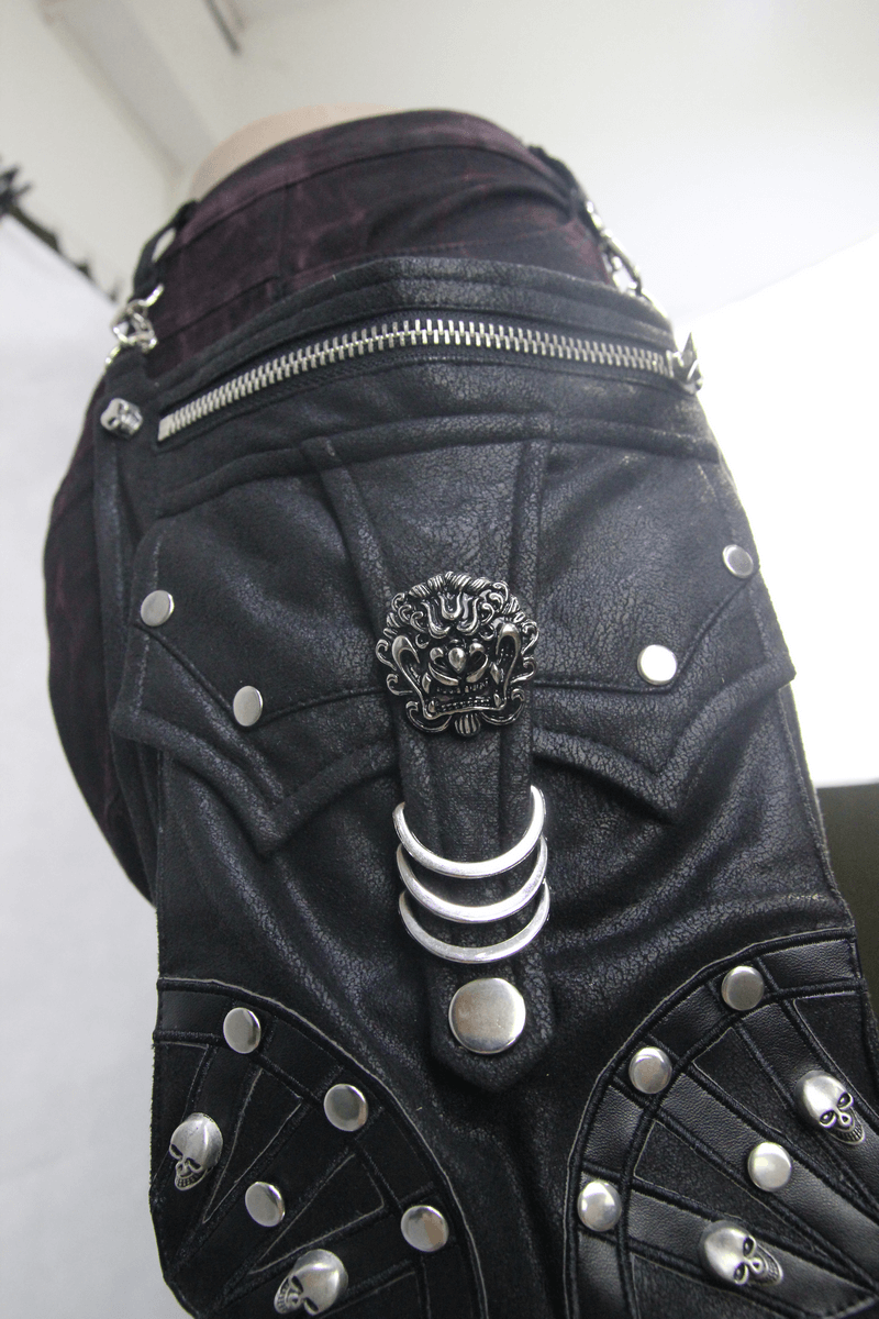 Steampunk Slim Fit Pants With Holster Pouch / Casual Punk Thin Trousers