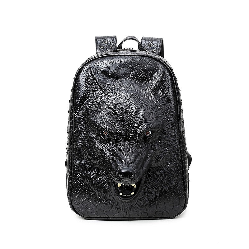 Stylish Backpacks with 3D Wolf Head / Special cool shoulder Bags / PU Leather Laptop bags - HARD'N'HEAVY