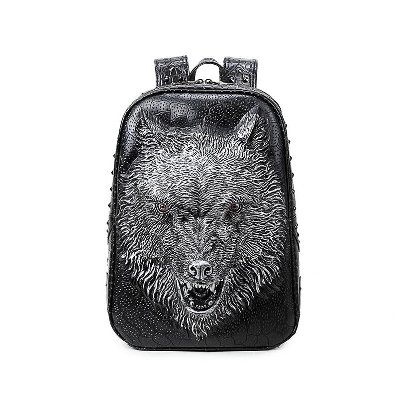 Stylish Backpacks with 3D Wolf Head / Special cool shoulder Bags / PU Leather Laptop bags - HARD'N'HEAVY