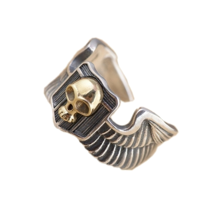 Stylish Biker Ring Rings Of Skull And Wing / Unisex 925 Sterling Silver Jewelry - HARD'N'HEAVY