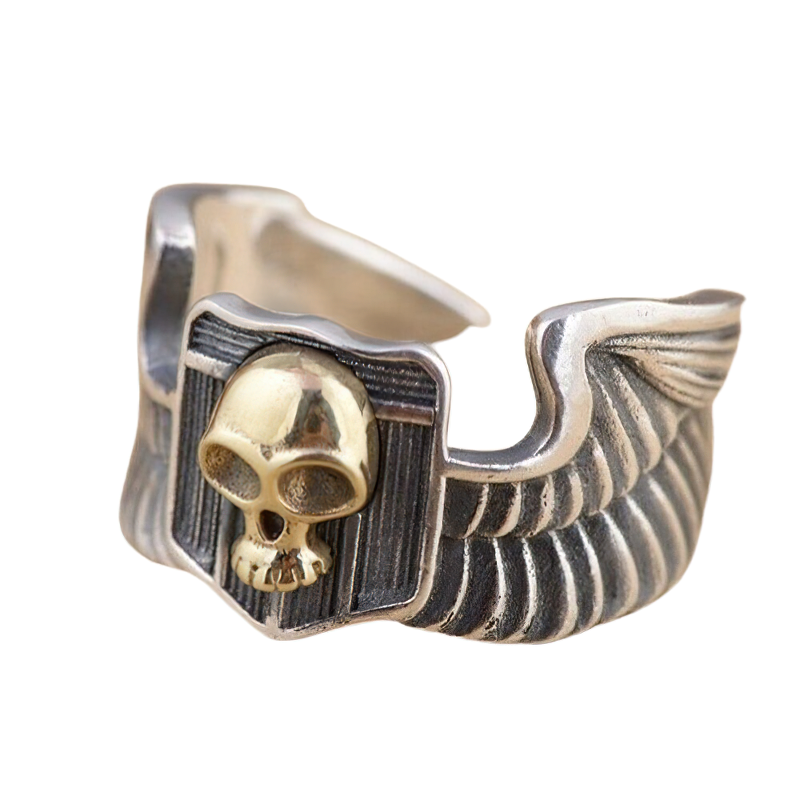 Stylish Biker Ring Rings Of Skull And Wing / Unisex 925 Sterling Silver Jewelry - HARD'N'HEAVY
