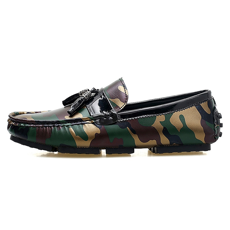 Stylish Camouflage Loafers For Men / Casual Aesthetic Breathable Shoes Of PU Leather - HARD'N'HEAVY