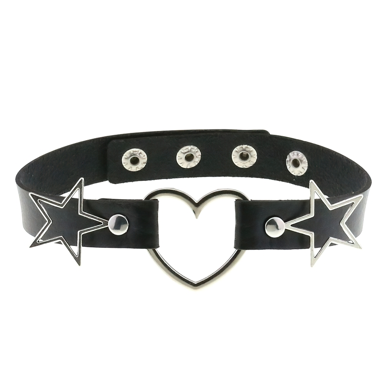 Stylish Choker Of Heart And Star For Women / Cool Necklace / Gothic Accessories - HARD'N'HEAVY