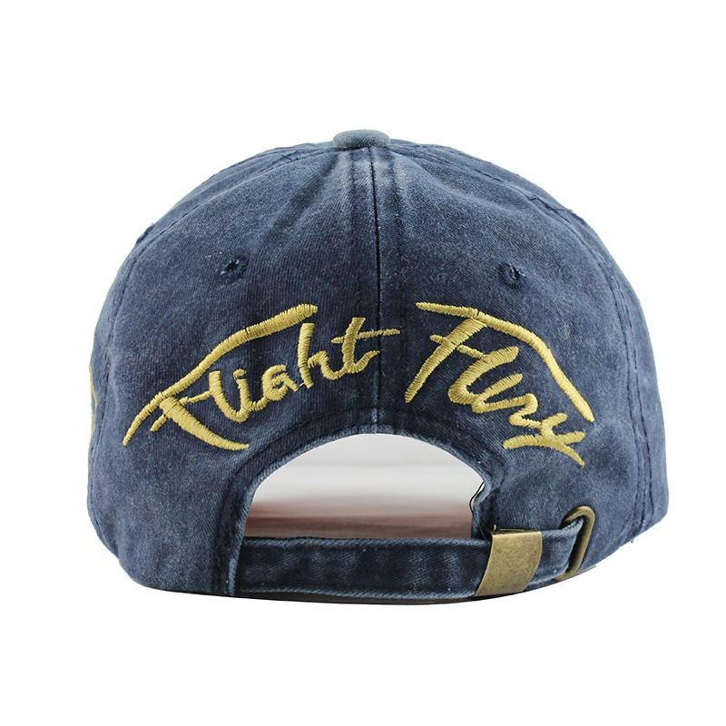 Back view of a stylish dark blue baseball cap with 'Flight Fly' embroidery, perfect for casual wear unisex.