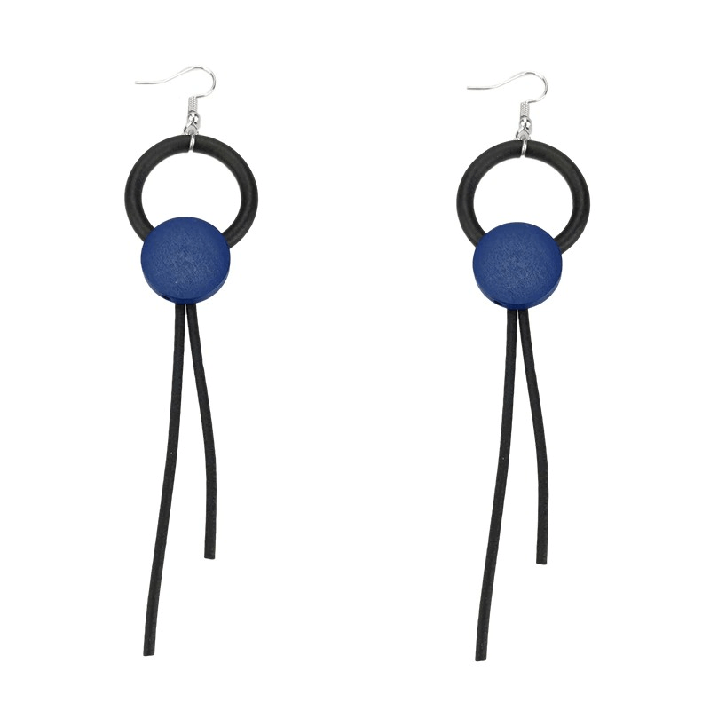 Stylish wood long earrings for women featuring blue accents and gothic design, perfect for enhancing your wardrobe.