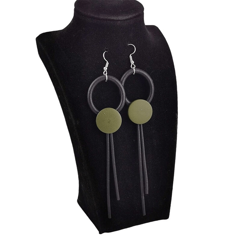 Chic wood design long earrings for women, featuring a stylish gothic look, perfect for any gothic wardrobe.