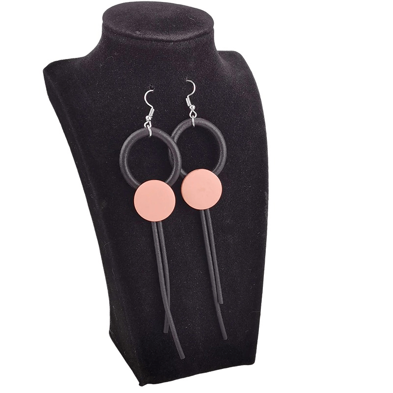 Stylish Design Wood Long Earrings For Women / Gothic Female Rubber Jewelry