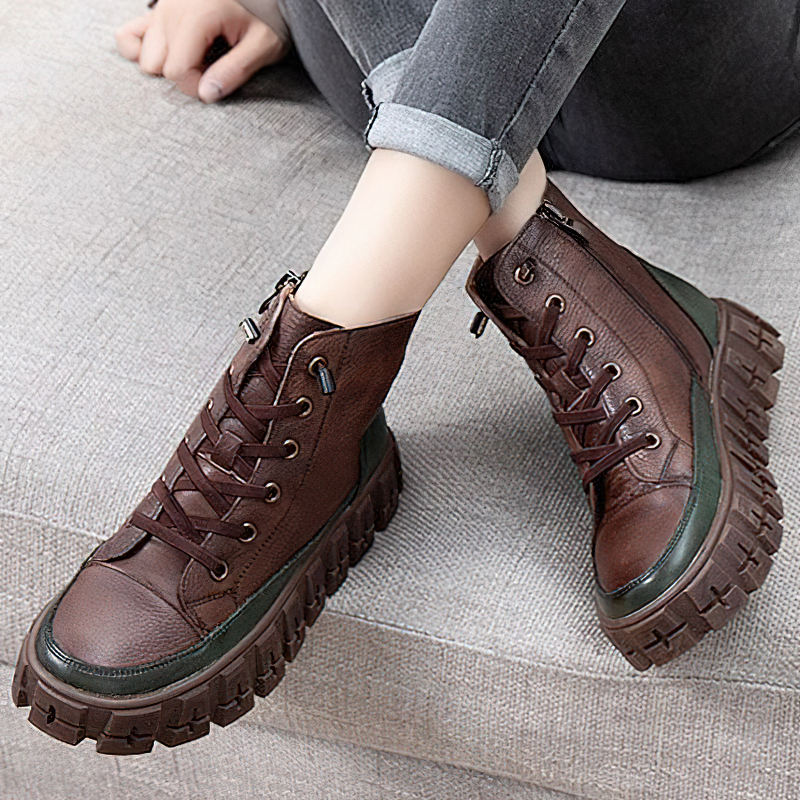 Stylish  Genuine Leather Women Boots / Casual Ladies Footwear With Platforms - HARD'N'HEAVY