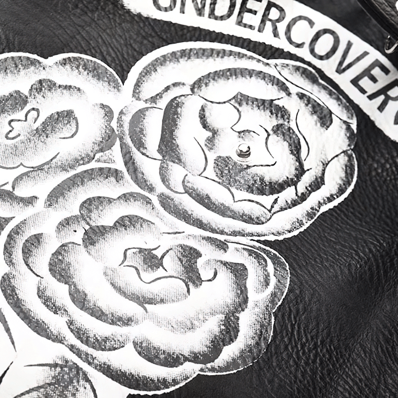 Stylish Graffiti Print PU Leather Tassel Jacket / Women's Slim Short Jackets