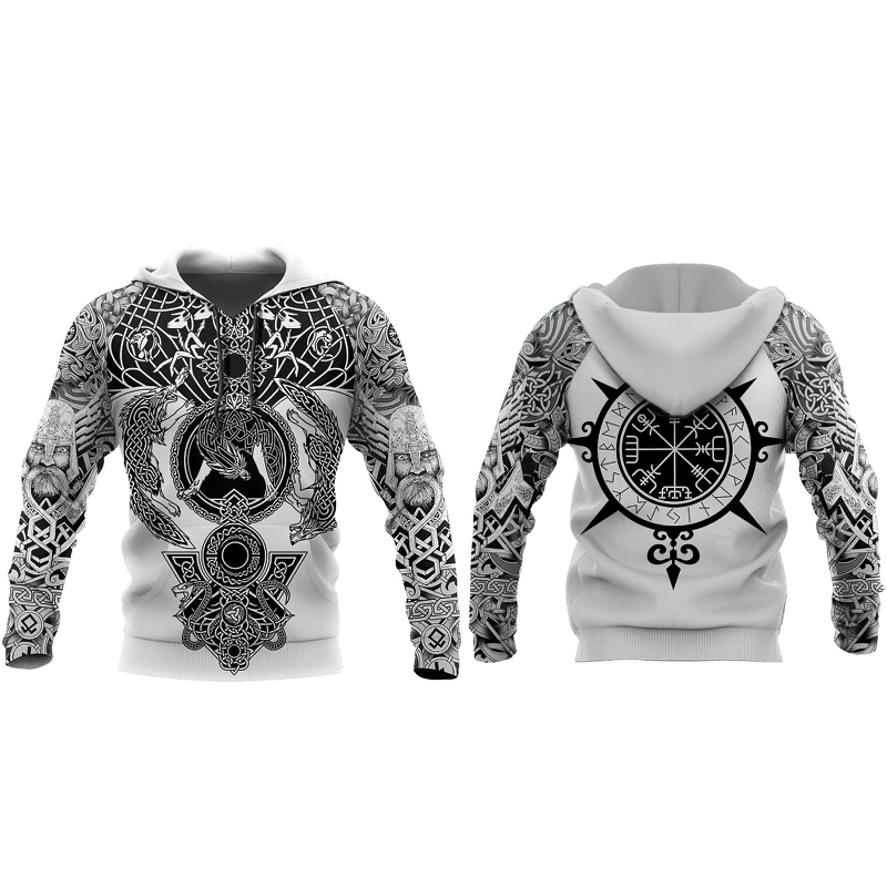 Stylish Hoodie For Men With Beautiful Pattern / Sweatshirt Of Viking Tattoo 3D Printed - HARD'N'HEAVY