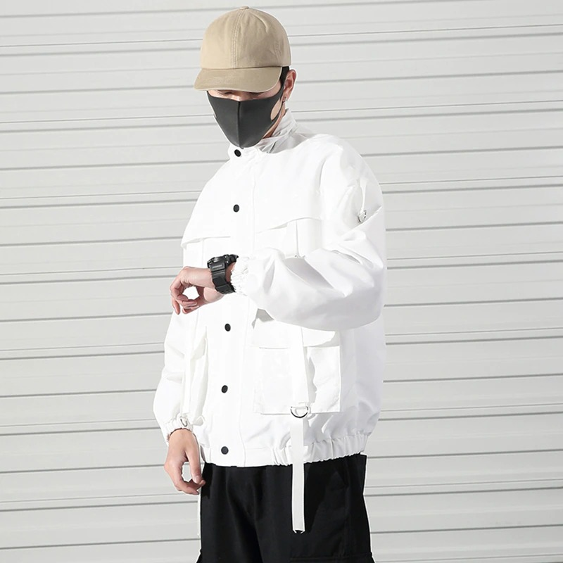 Stylish Jackets for Men / Military Streetwear Jacket with Ribbons and Pockets in Alternative Style - HARD'N'HEAVY
