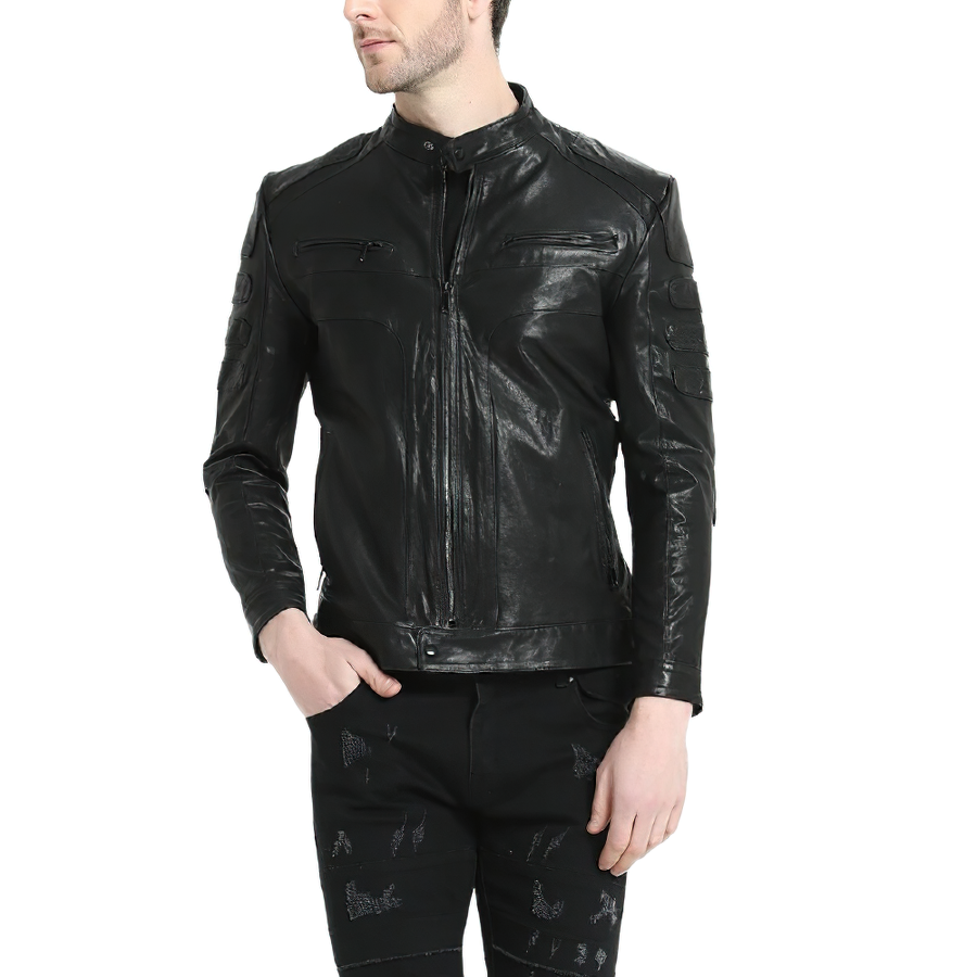 Stylish Male Slim Fit Genuine Leather Jacket / Biker Jackets / Casual Men's Outerwear - HARD'N'HEAVY