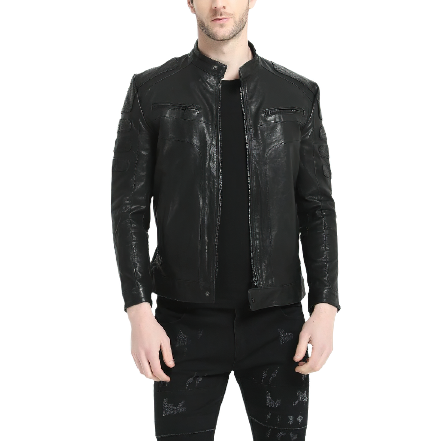 Stylish Male Slim Fit Genuine Leather Jacket / Biker Jackets / Casual Men's Outerwear - HARD'N'HEAVY