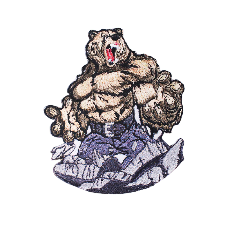 Stylish unisex patch featuring a brutal angry bear design for alternative fashion, perfect for clothing decoration.