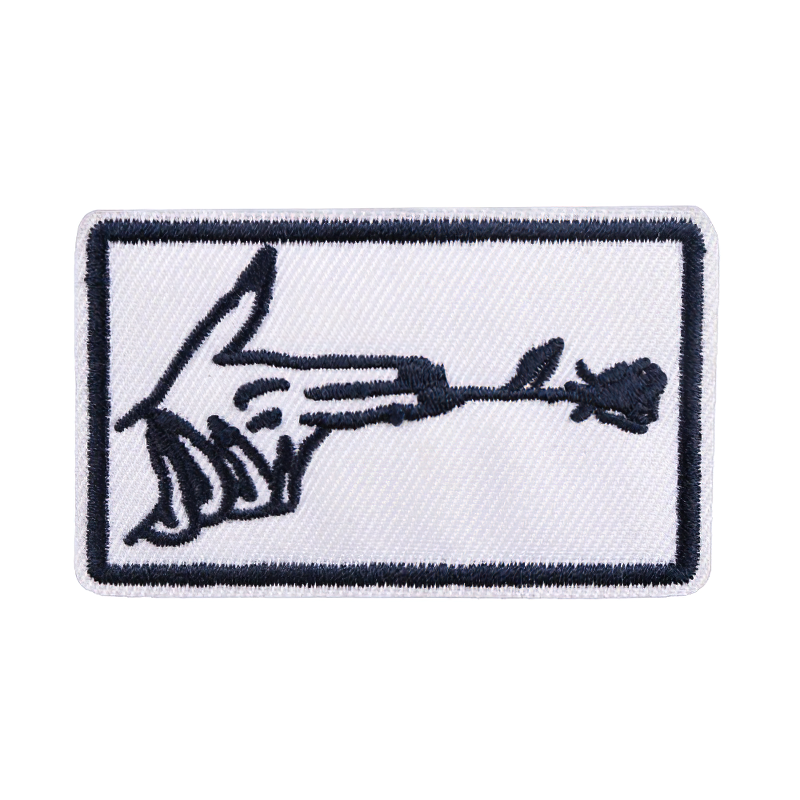 Stylish Patch Of Finger Gun And Flower / Iron-On Embroidery For Clothing - HARD'N'HEAVY