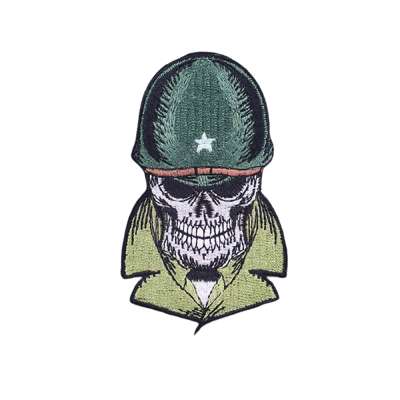 Unisex military skull in helmet patch, perfect for stylish alternative fashion clothing accessories.