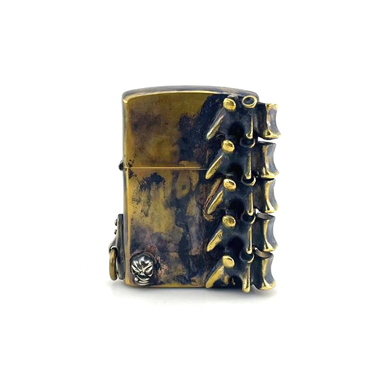 Stylish brass portable lighter box with spine design, perfect rock style unisex accessory.