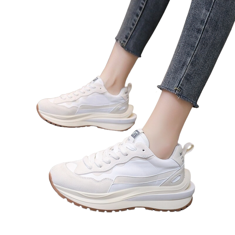 Stylish Sneakers Genuine Leather For Women / Casual Luminous Chunky Footwear Mixed Colors - HARD'N'HEAVY