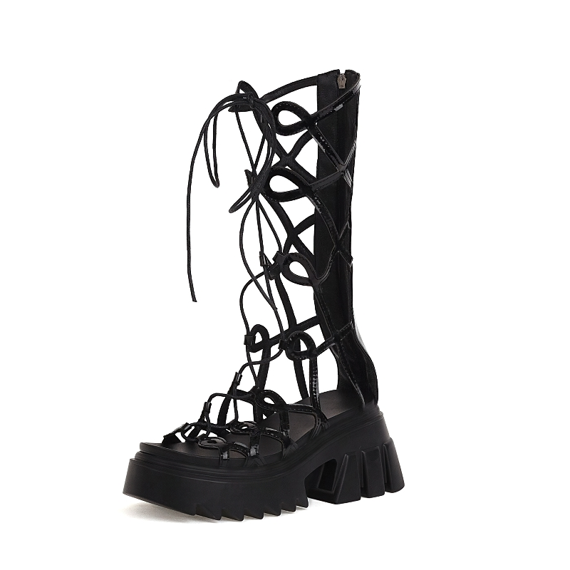 Stylish Summer Sandals Of Thin Cross Straps For Women / Alternative Fashion Gothic Shoes - HARD'N'HEAVY