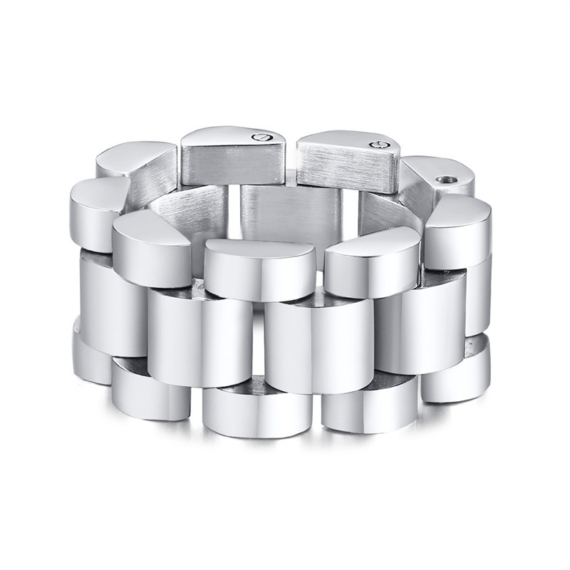 Stylish Unisex Chunky Chain Ring / High Polished Stainless Steel Rings / Men's And Women's Jewelry - HARD'N'HEAVY
