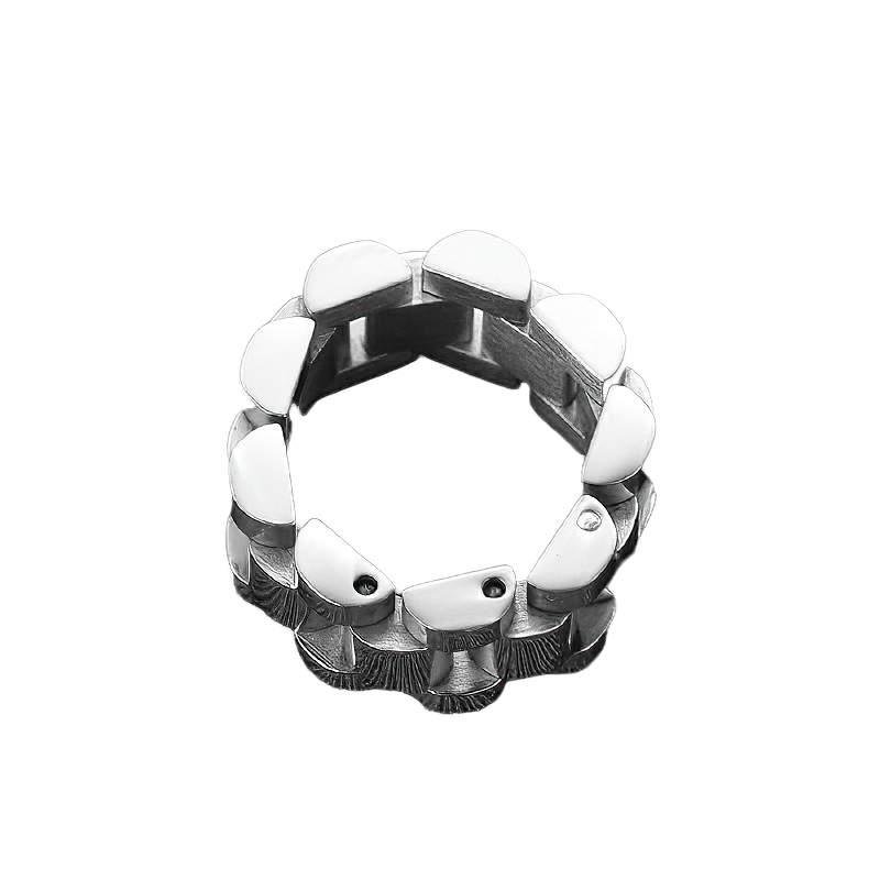 Stylish unisex chunky chain ring in high polished stainless steel, perfect for alternative fashion lovers.