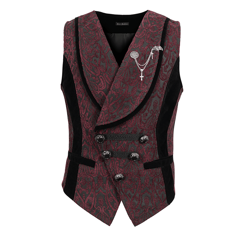 Stylish Waistcoat with Patterned Metal Buttons and Belt