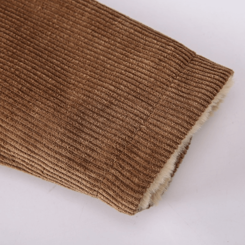 Stylish Warm Corduroy Jacket for Men / Turn-down Collar Male Fur Jacket with Buttons