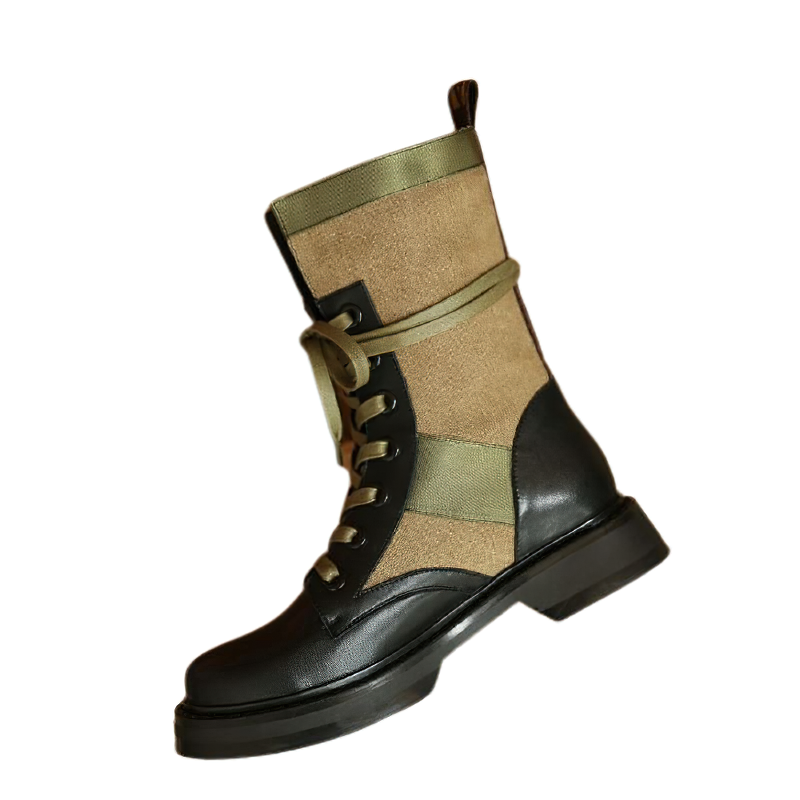 Stylish mid-calf women's boots made of real leather with a unique design and flexible soles for comfort.