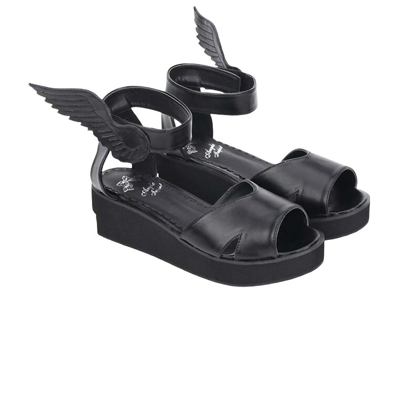 Stylish Winged Sandals For Women / Casual Gothic Shoes / Alternative Fashion - HARD'N'HEAVY