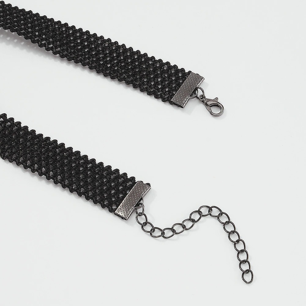 Stylish Women's Hanging Rhinestone Necklace / Unique Design Black Choker Necklace - HARD'N'HEAVY