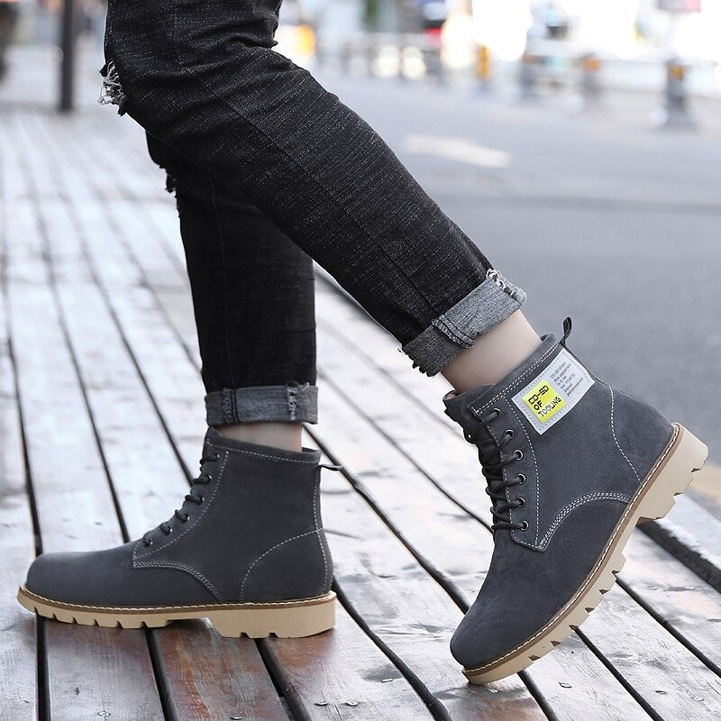 Suede Men's Ankle Boots / Lace up Motorcycle Boots / Alternative Style Footwear - HARD'N'HEAVY