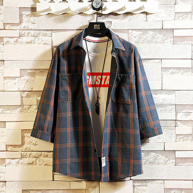 Summer Alternative Shirt For Men /  Plaid Design Casual Male Apparel - HARD'N'HEAVY