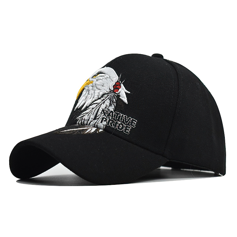 Black eagle embroidered baseball cap for men and women, showcasing Native Pride design, perfect for summer adventures.