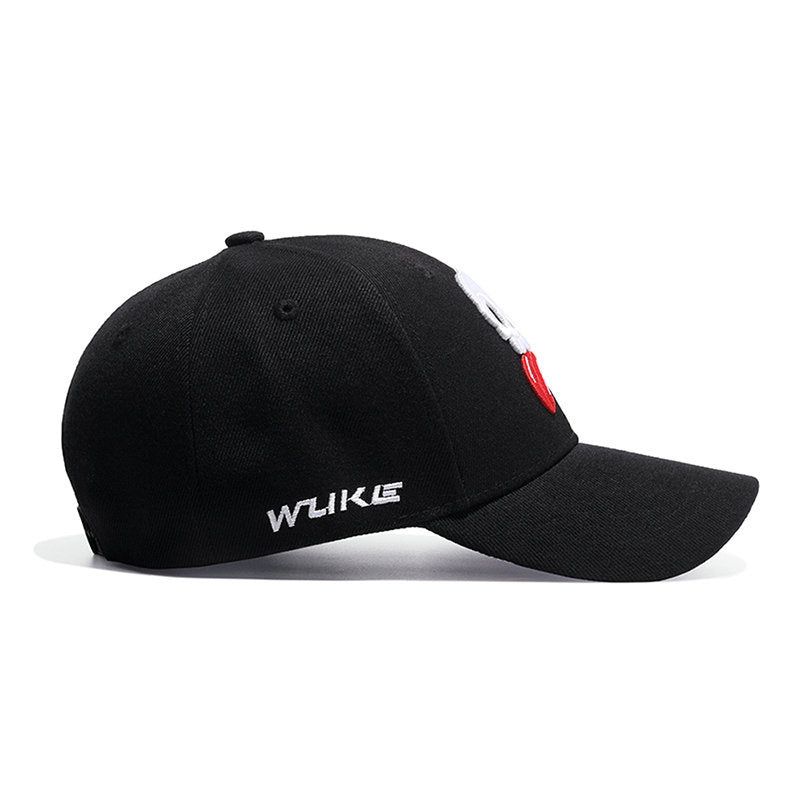 Black summer baseball cap with cartoon skull design and adjustable strap for ultimate comfort.