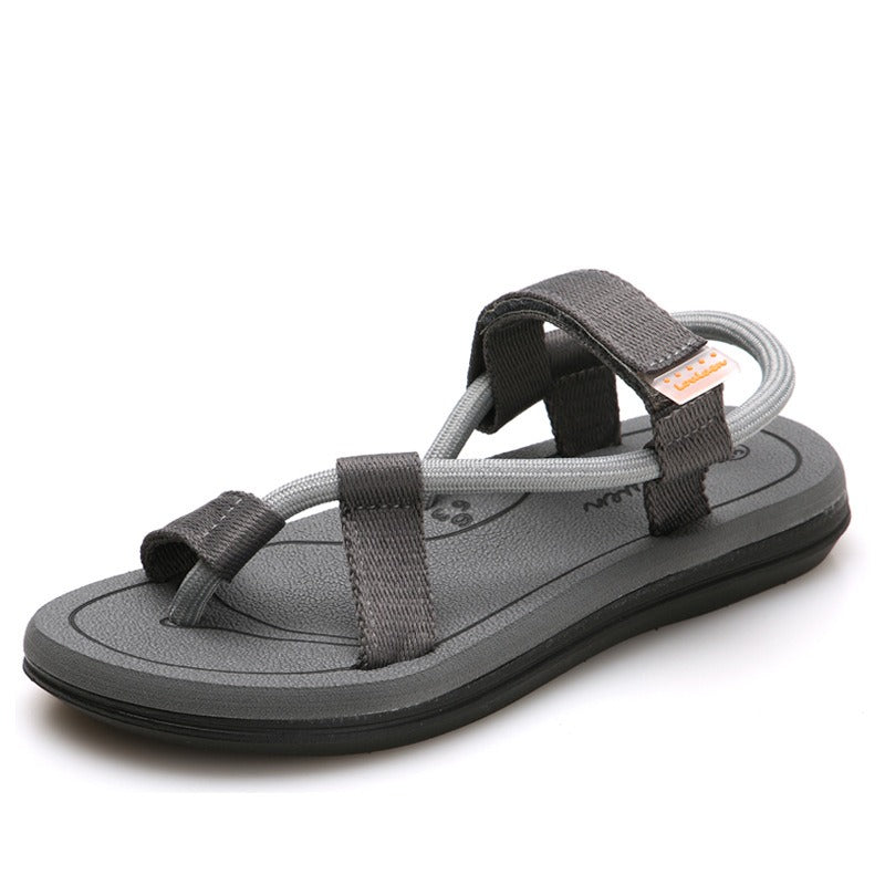 Stylish unisex gladiator flip flops in gray, perfect summer beach shoes for casual comfort and versatility.